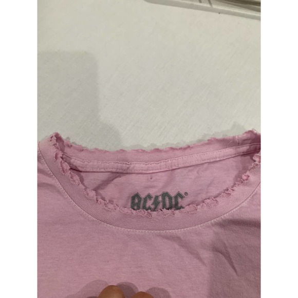 ACDC Pink Graphic Tee Fly Raw Cut Hem Size L/XL new - Picture 8 of 10